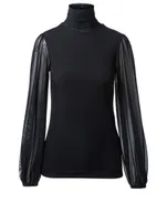 Addison Dot Mesh Turtleneck Top