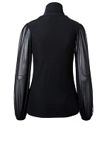Addison Dot Mesh Turtleneck Top