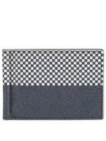 Leather Wallet With Money Clip In Plaid Print