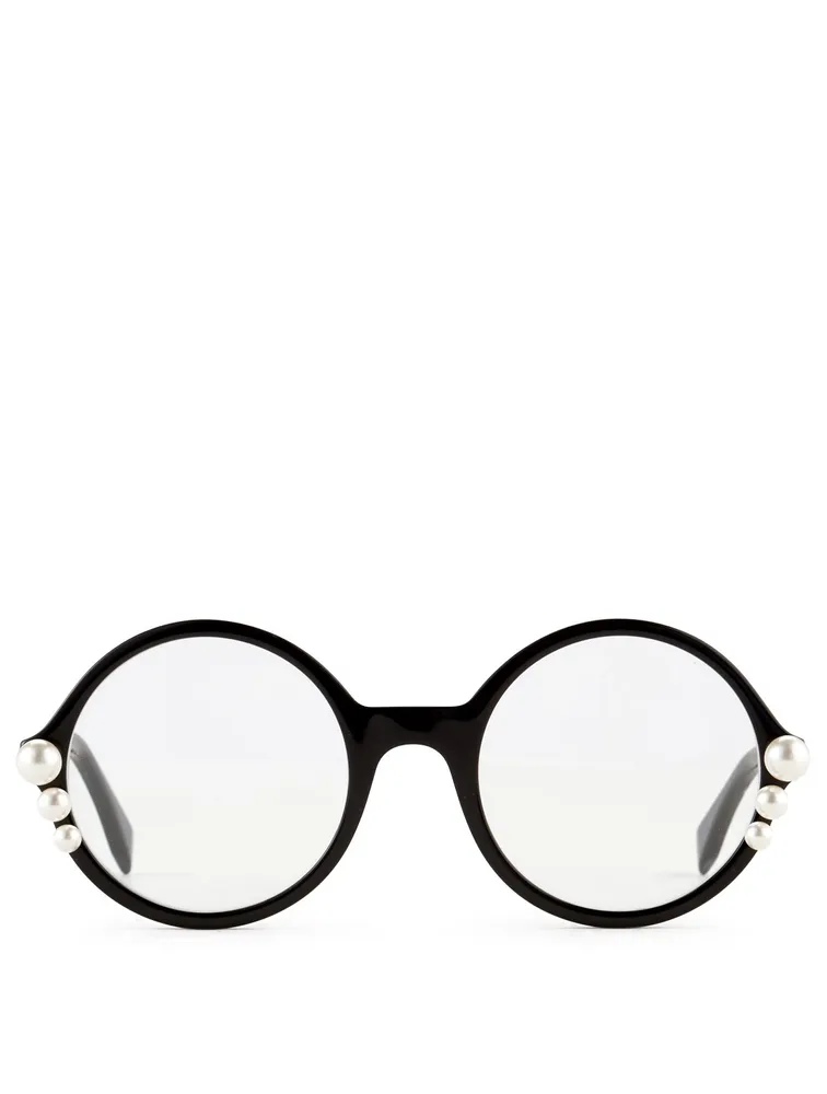 Round Optical Glasses With Faux Pearls