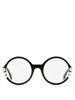 Round Optical Glasses With Faux Pearls