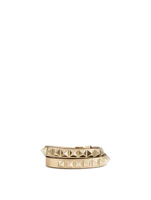 Rockstud Double Metallic Leather Bracelet