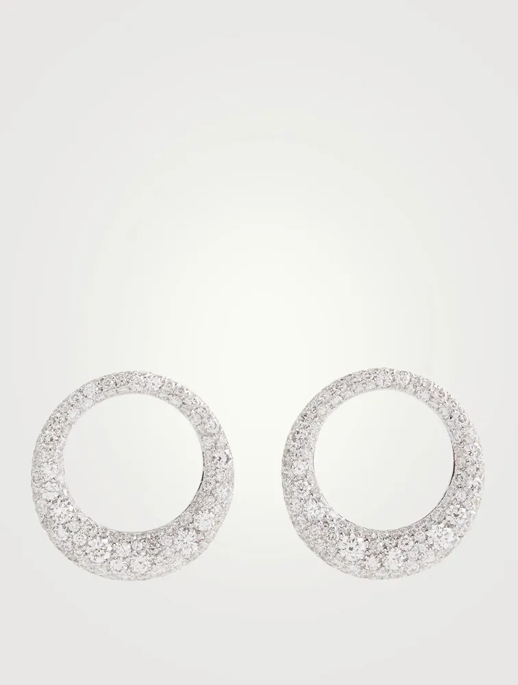 18K White Gold Small Pave Galaxy Earrings With Diamonds