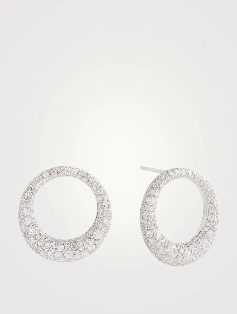 18K White Gold Small Pave Galaxy Earrings With Diamonds