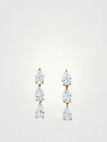 18K Rose Gold Three Pear Earrings With Diamonds