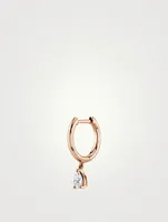 18K Rose Gold Huggie Hoop Earring With Pear Diamond