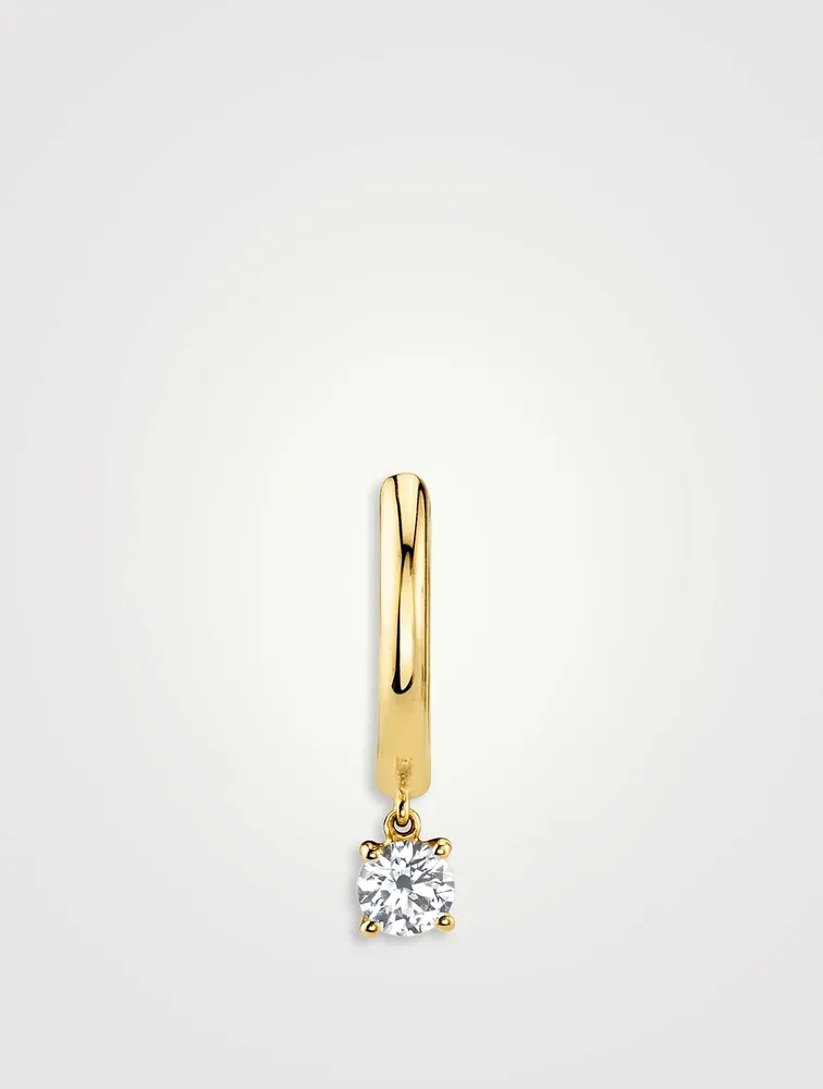 18K Gold Huggie Hoop Earring With Diamond