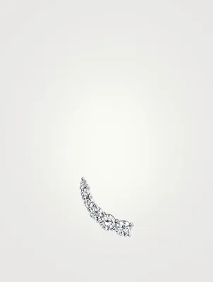 Small 18K White Gold Floating Diamond Right Lobe Cuff Earring