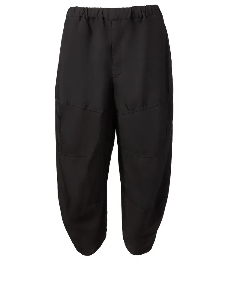 Elastic Waist Pants With Seam Detail