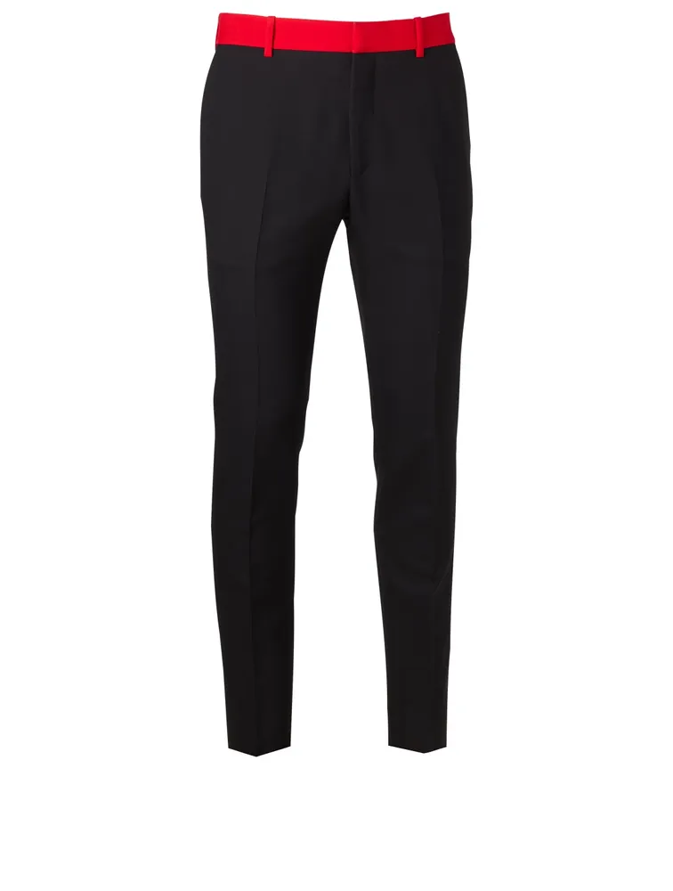 Wool-Blend Pants With Contrast Waist