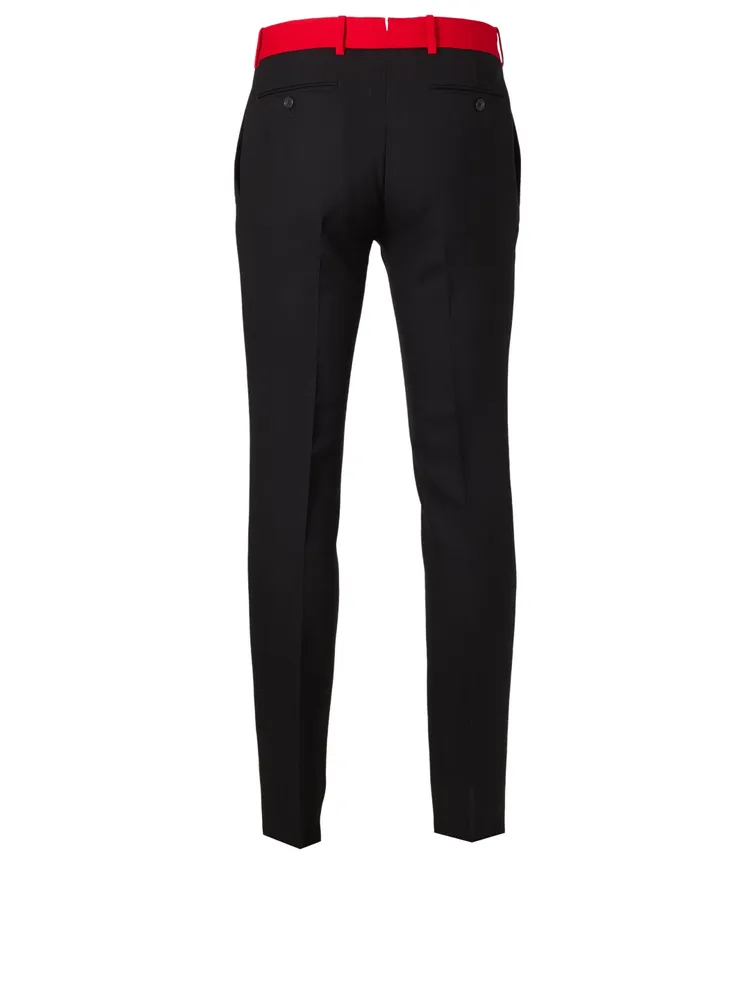 Wool-Blend Pants With Contrast Waist