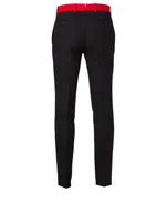 Wool-Blend Pants With Contrast Waist