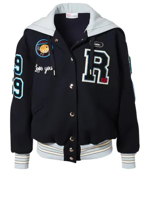 Varsity Jacket With Embroidered Space Patches