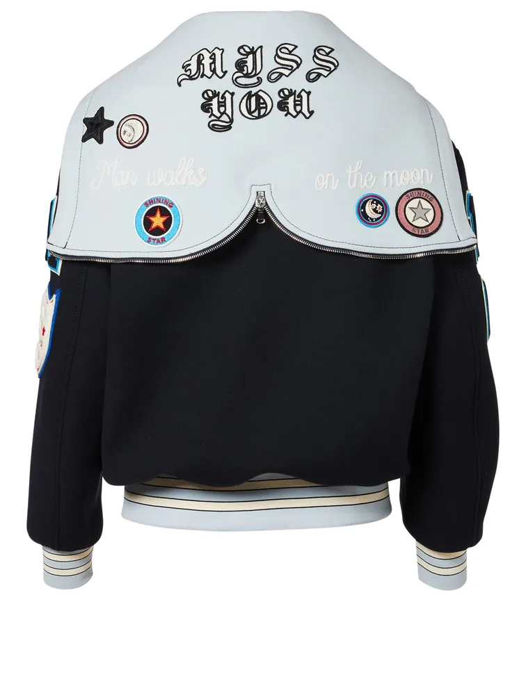 Varsity Jacket With Embroidered Space Patches