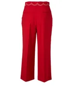 Cady Tech Cropped Pants With Scallop Embroidery