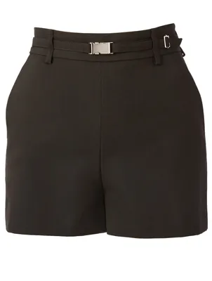 Stretch Wool Shorts With Belt