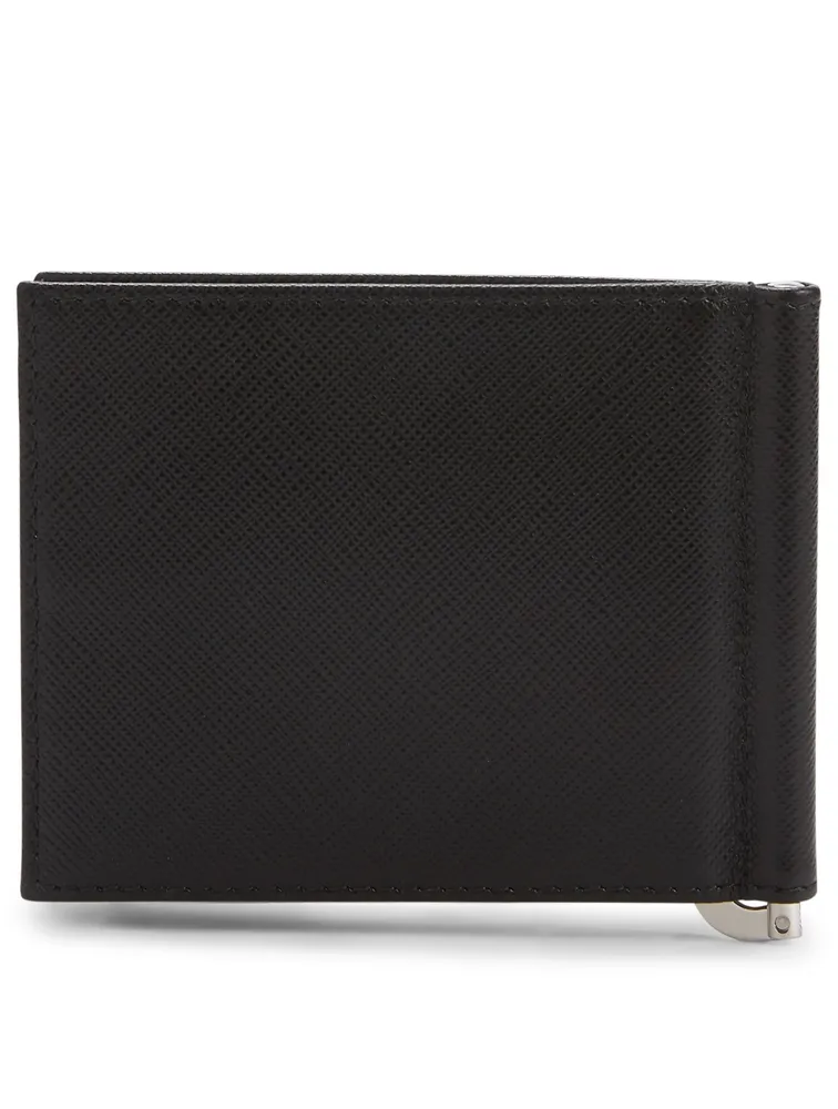 Saffiano Leather Wallet With Money Clip