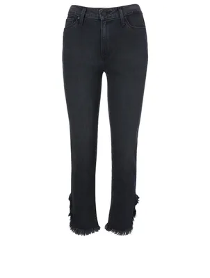 Hoxton High-Rise Straight Ankle Jeans With Fray