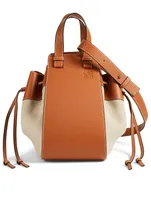 Medium Hammock Leather And Linen Bag