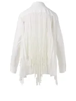 Button-Up Shirt With Pleated Lace Tulle Back