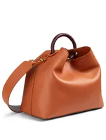 Large Raisin Two-Tone Leather Bag