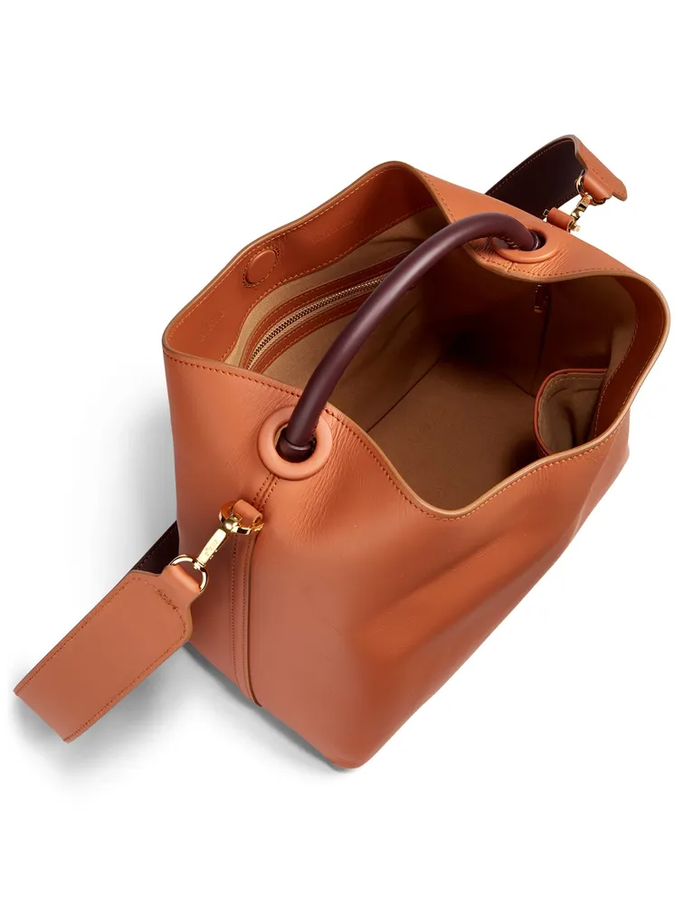 Large Raisin Two-Tone Leather Bag
