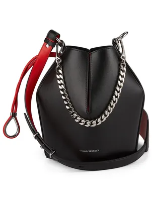 Small Two-Tone Leather Bucket Bag