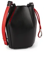 Small Two-Tone Leather Bucket Bag