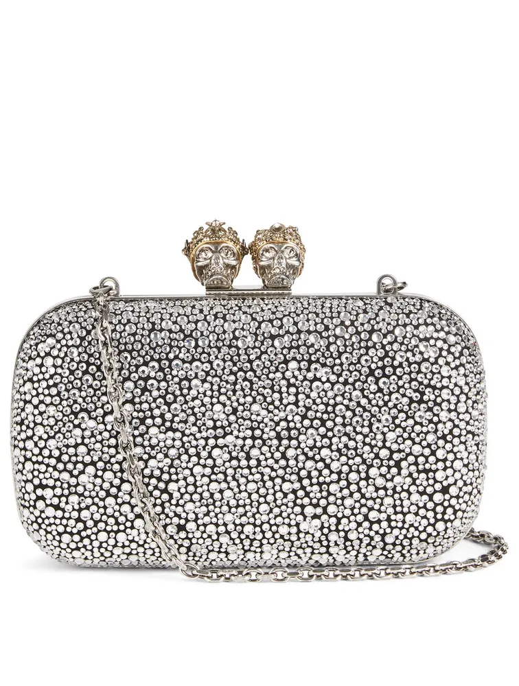 Queen And King Suede Clutch Bag With Crystals