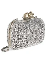 Queen And King Suede Clutch Bag With Crystals