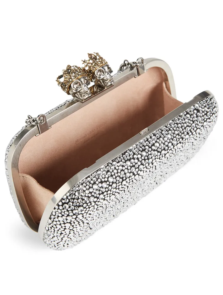 Queen And King Suede Clutch Bag With Crystals