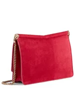 Medium Sidney Suede Clutch Bag With Crystal Logo