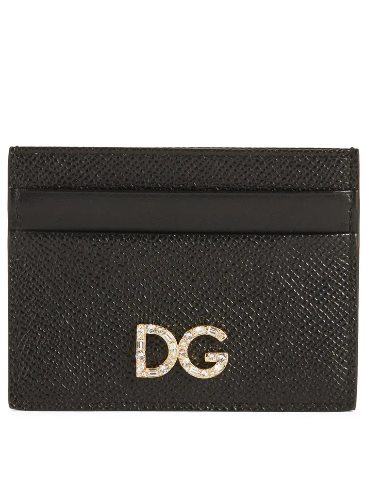 Leather Card Holder With Crystal Logo