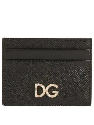 Leather Card Holder With Crystal Logo