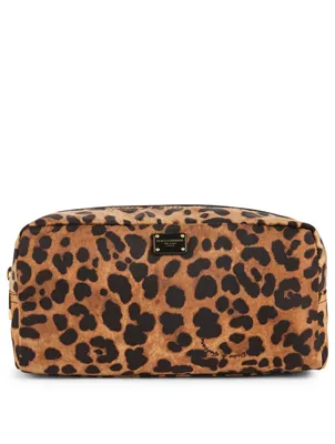 Nylon Cosmetic Bag In Leopard Print