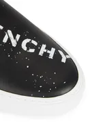 Logo Printed Leather Slip-On Sneakers