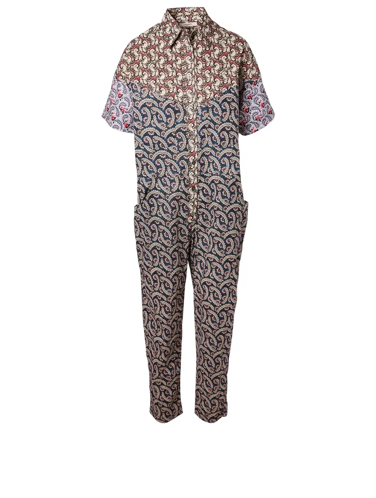 Lindsie Linen Jumpsuit Mixed Print