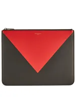 Leather Pouch With Triangle Print