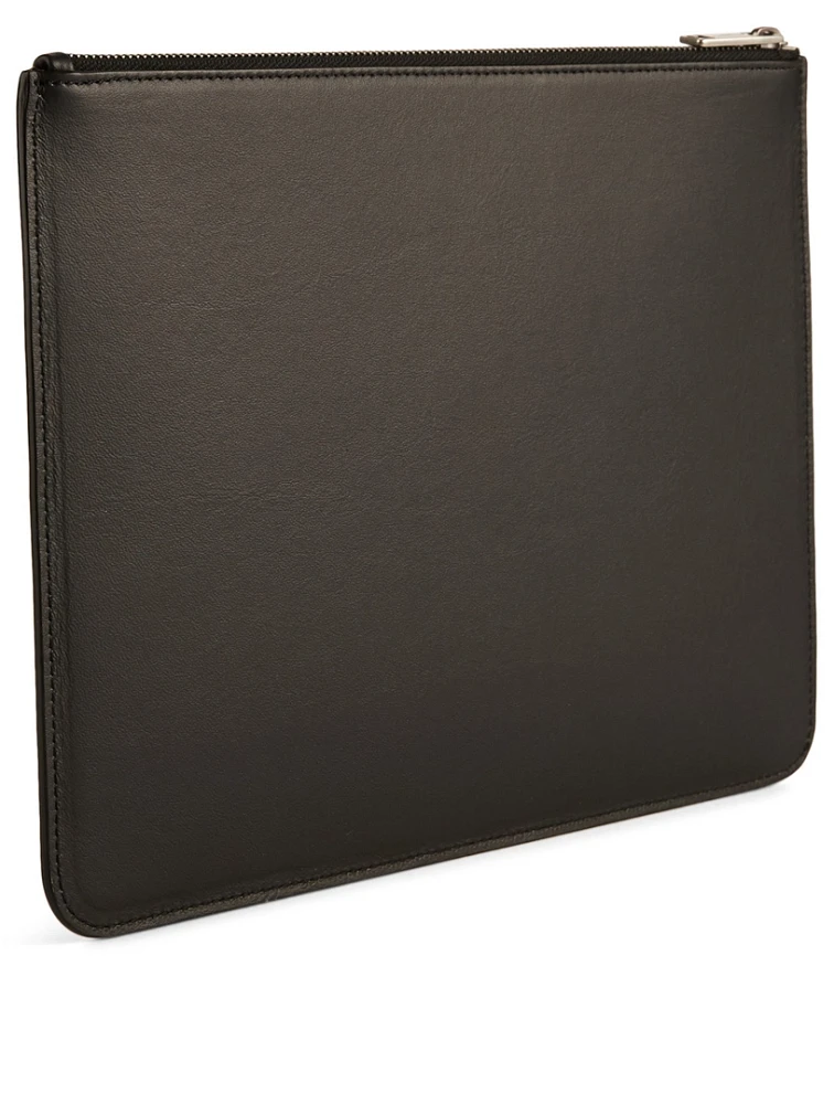 Leather Pouch With Triangle Print