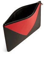 Leather Pouch With Triangle Print