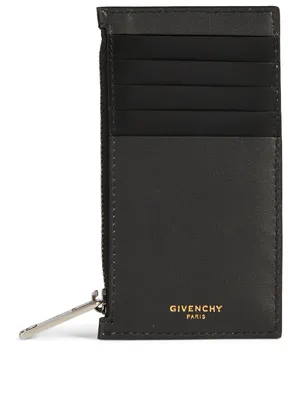 Two-Tone Leather Zip Card Holder