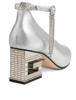 Metallic Leather Pumps With Crystal G Heel