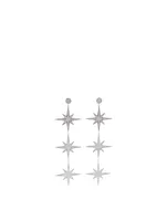 14K White Gold Triple Starburst Earrings With Diamonds