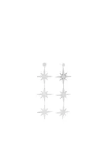 14K White Gold Triple Starburst Earrings With Diamonds