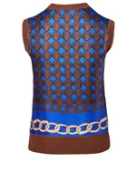 Wool And Silk Knit Top With Chain Print