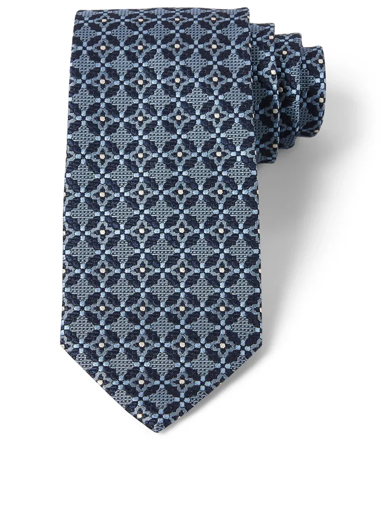 Silk Tie In Geo Pattern