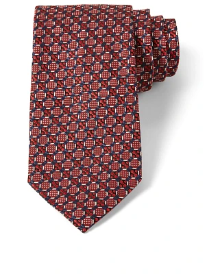 Silk Tie In Square Neat Pattern