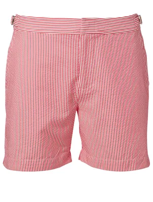 Bulldog Seersucker Mid-Length Swim Shorts