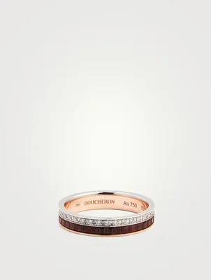 Quatre Classique Gold Wedding Band With Brown PVD And Diamonds