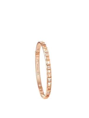 Quatre Clou De Paris Rose Gold Bangle Bracelet With Diamonds